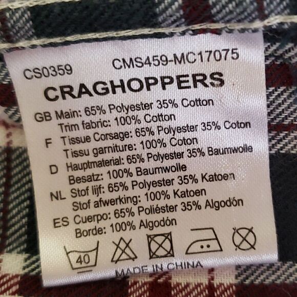 CRAGHOPPERS Large Green & Red Button Down Long Sleeve Flannel - Picture 6 of 8